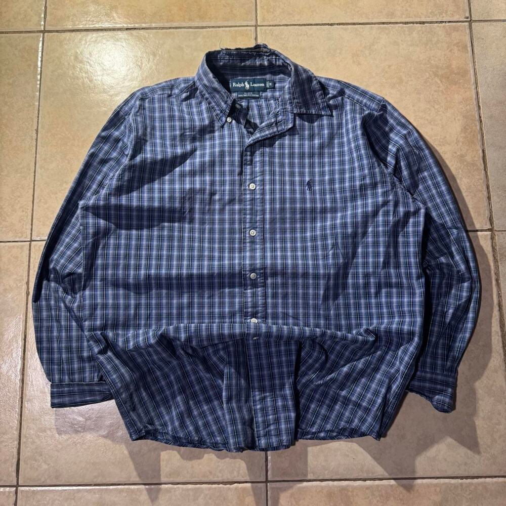 Vintage y2k ralph lauren blue plaid button up shirt Size M in Mens